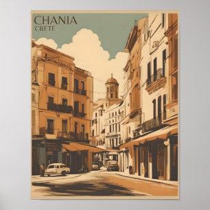 Póster Vintage Chania City Souvenirs creativo viaje de gr