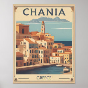 Póster Vintage Chania City Souvenirs creativo viaje de gr