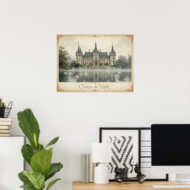 Póster Vintage Château de Vizille France (Oficina en casa)