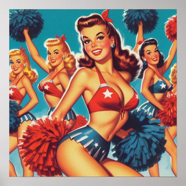 Póster Vintage CheerLeer Chicas (Frente)