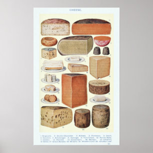 Póster Vintage Cheese Chart