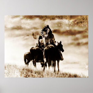 Póster Vintage Cheyenne Warriors en Poster a caballo