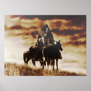 Póster Vintage Cheyenne Warriors en Poster a caballo