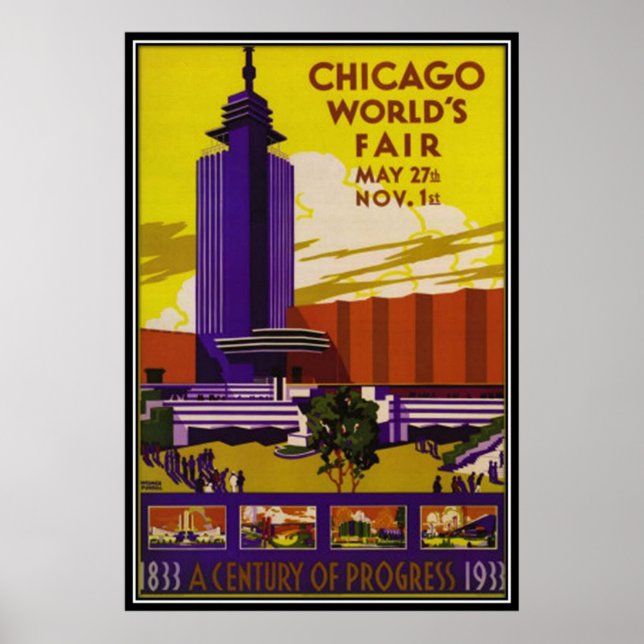 Póster Vintage Chicago, Estados Unidos - (Frente)