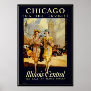 Póster Vintage Chicago, Estados Unidos -