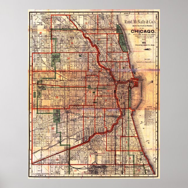 Póster Vintage Chicago Map Poster (Frente)