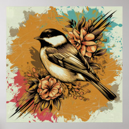 Póster Vintage Chickadee Splendor
