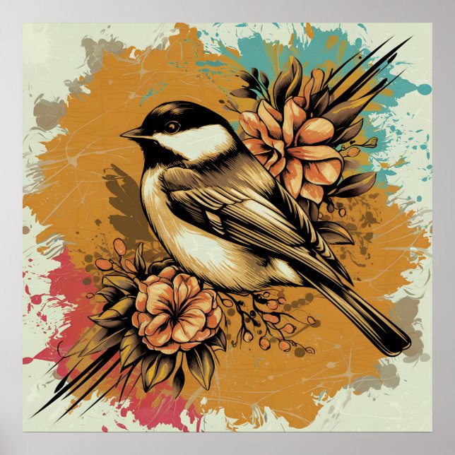 Póster Vintage Chickadee Splendor (Frente)