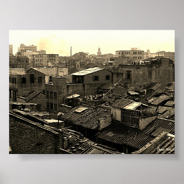 Póster Vintage China Canton city (Frente)