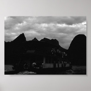 Póster Vintage China Guilin river boat