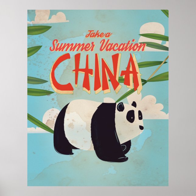 Póster Vintage China Panda Poster de vacaciones (Frente)