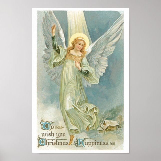 Póster Vintage Christmas Angel (Frente)