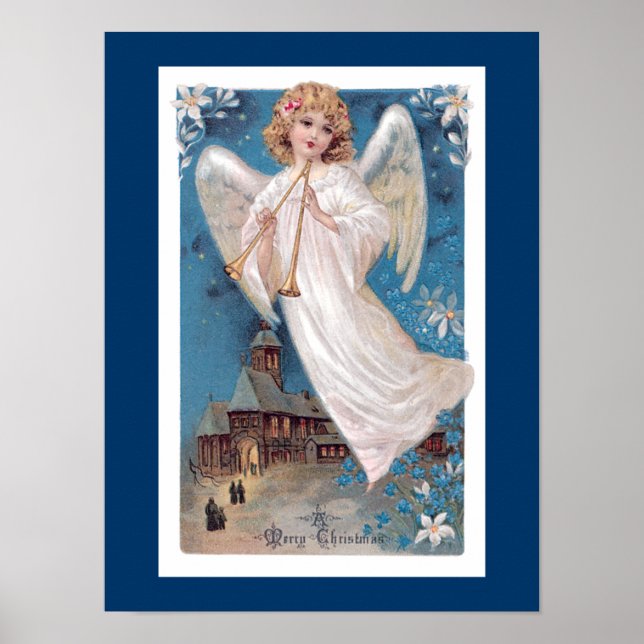 Póster Vintage Christmas Angel (Frente)
