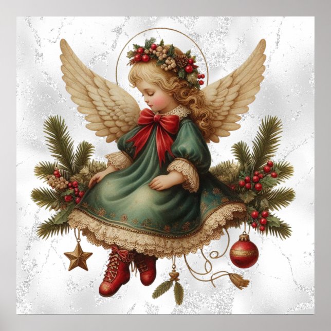 Póster Vintage Christmas Angel Poster (Frente)