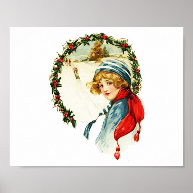 Póster Vintage Christmas Boy (Frente)