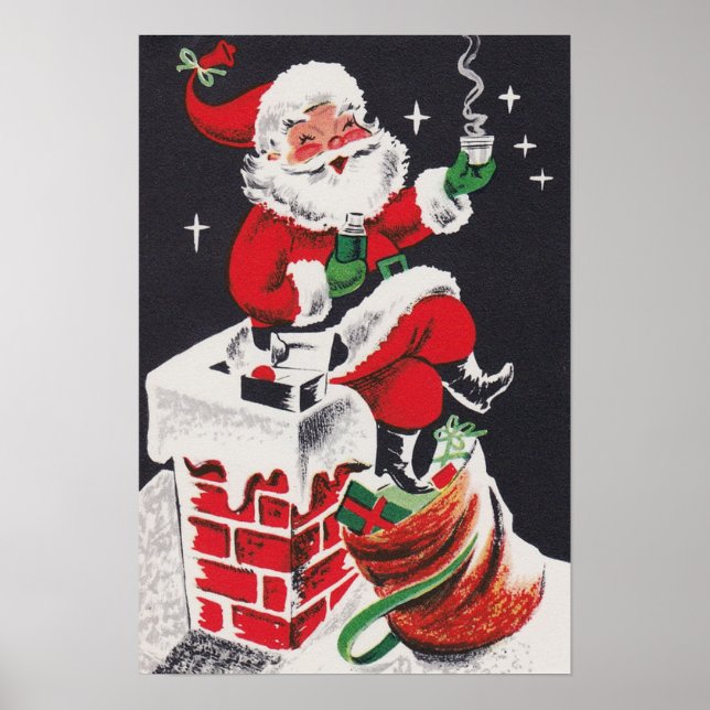 Póster Vintage Christmas cacao Santa poster (Frente)