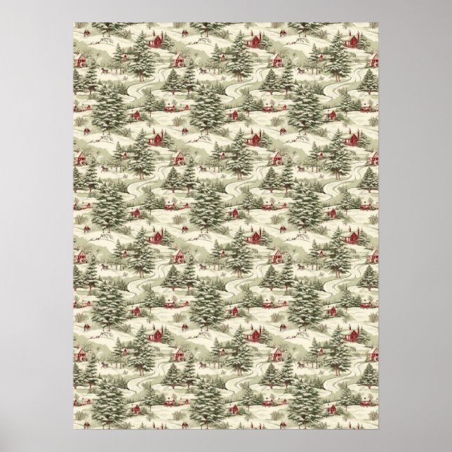 Póster Vintage Christmas Country Winter Sceneration (Frente)