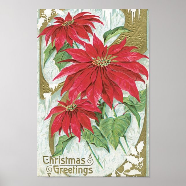 Póster Vintage Christmas Flowers (Frente)