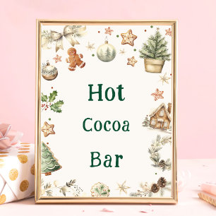Póster Vintage Christmas Hot Cocoa Bar Rótulo