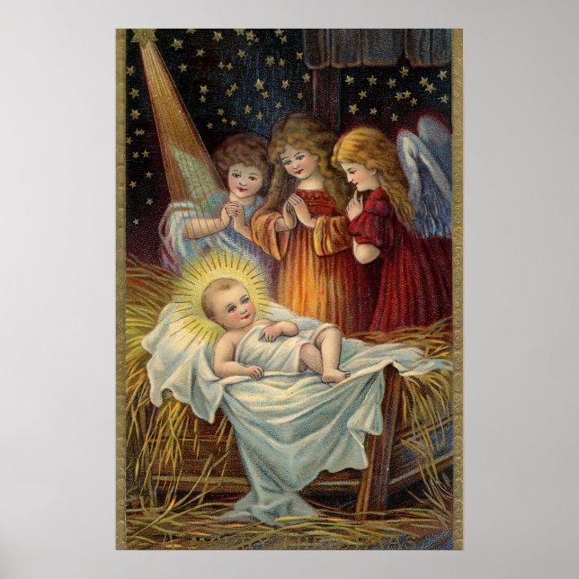 Póster Vintage Christmas Jesus Angel (Frente)