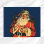 Póster Vintage Christmas, Jolly Santa Claus con juguetes<br><div class="desc">Ilustracion de época Feliz Navidad diseño con un feliz y alegre Santa Claus con una larga barba blanca y un gorra cargando un saco lleno de juguetes en la Noche de los Navidades.</div>