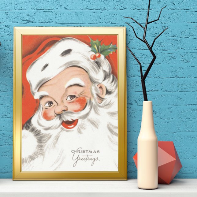 Póster Vintage Christmas, Jolly Santa Claus con sonrisa (Subido por el creador)