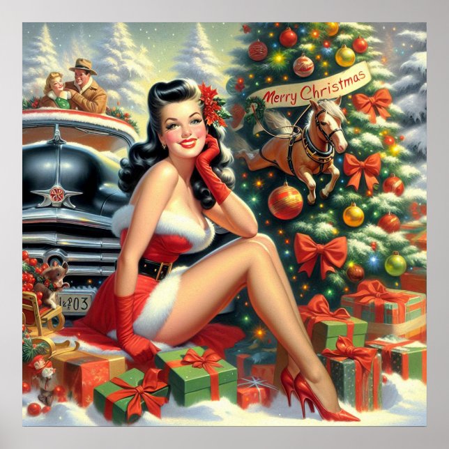 Póster Vintage Christmas Pin up (Frente)