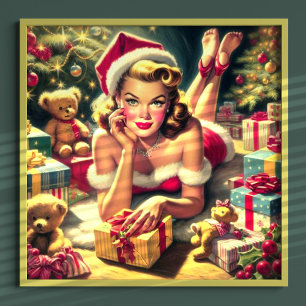 Póster Vintage Christmas Pin up