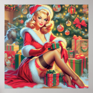 Póster Vintage Christmas Pin Up