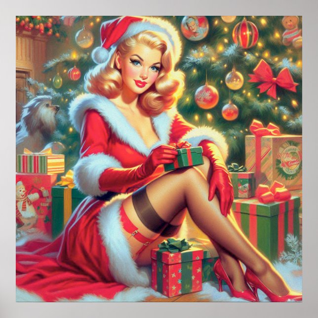 Póster Vintage Christmas Pin Up (Frente)
