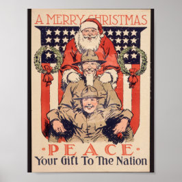 Póster Vintage Christmas Poster -- Peace