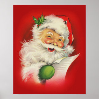 Póster Vintage Christmas Santa Claus