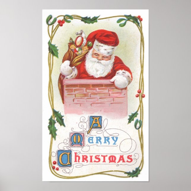 Póster Vintage Christmas Santa Claus (Frente)