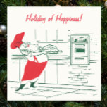Póster Vintage Christmas, Santa Claus Chef y Turquía<br><div class="desc">Ilustracion de época Festividad navideña Merry imagen de un retro Santa Claus vestido como panadero del chef en la cocina cocinando una cena tradicional saludable de Navidades gourmet. Una delicia culinaria del pavo asado fresco del horno. ¡Festividad de la felicidad,  Feliz Navidad!</div>