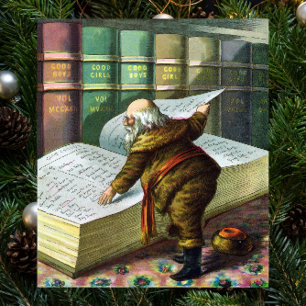 Póster Vintage Christmas, Santa Claus Naughty Nice List