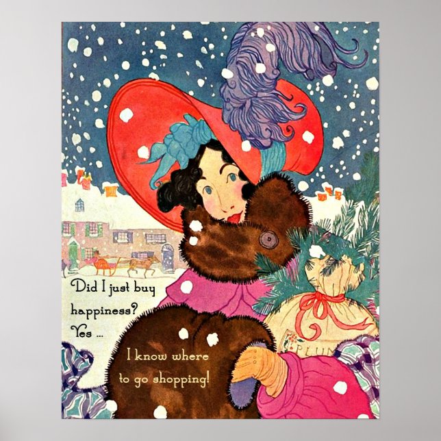 Póster Vintage Christmas Shopaholic (Frente)
