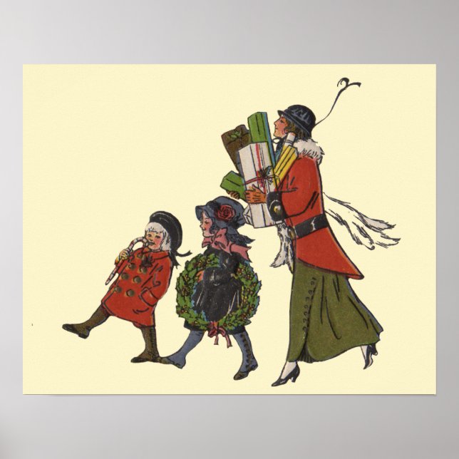 Póster Vintage Christmas Shopping Family Fun (Frente)