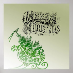 Póster Vintage Christmas Sleigh