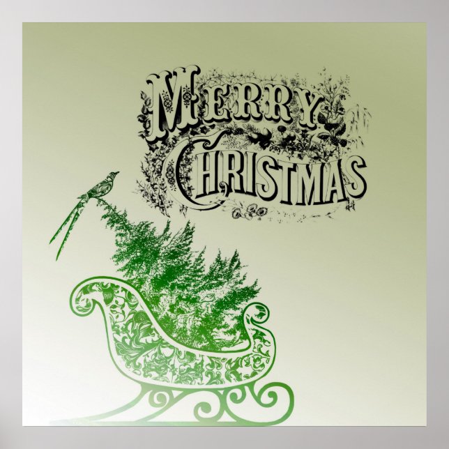 Póster Vintage Christmas Sleigh (Frente)