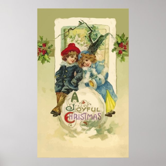 Póster Vintage Christmas Snowball Poster (Frente)