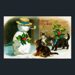 Póster Vintage Christmas snowman and cats decor poster<br><div class="desc">design by www.etsy.com/Shop/VanityFlairDesigns</div>