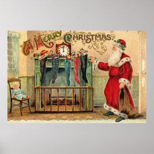 Póster Vintage Christmas Stockings Poster
