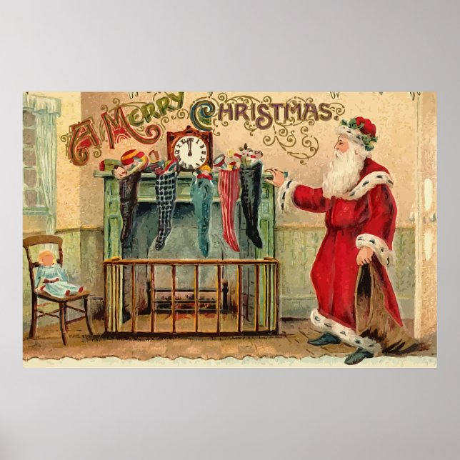 Póster Vintage Christmas Stockings Poster (Frente)