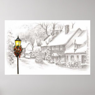 Póster Vintage Christmas Town Poster