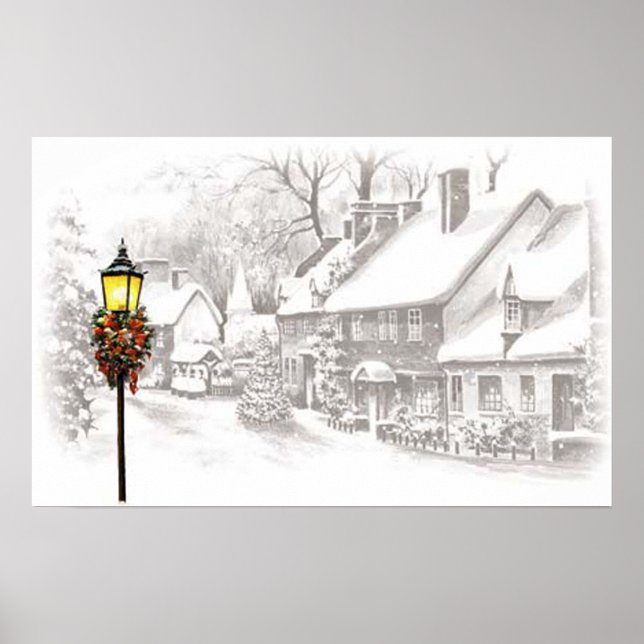 Póster Vintage Christmas Town Poster (Frente)