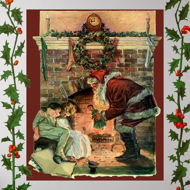 Póster Vintage Christmas, victoriano Santa Claus Children (Subido por el creador)