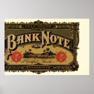 Póster Vintage Cigar Label Art, Bank Note Money Finance
