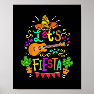 Póster Vintage Cinco De Mayo Cactus Sombrero Guitar