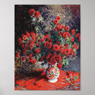 Póster Vintage Claude Monet Red Chrysanthemums