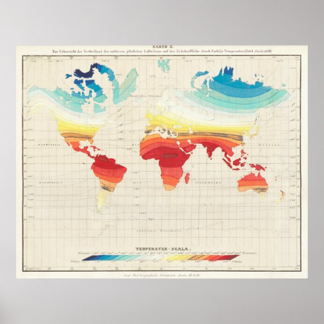 Póster Vintage Climate Map (Frente)